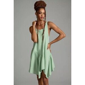 Daily Practice XS Flounce Mini Dress Asymmetrical Handkerchief Green fairy